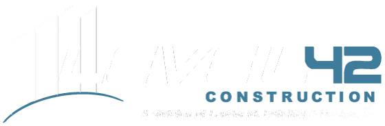 Logo of Level 42 Construction with geometric shapes and text: "A division of Landmark Building & Design, Inc.